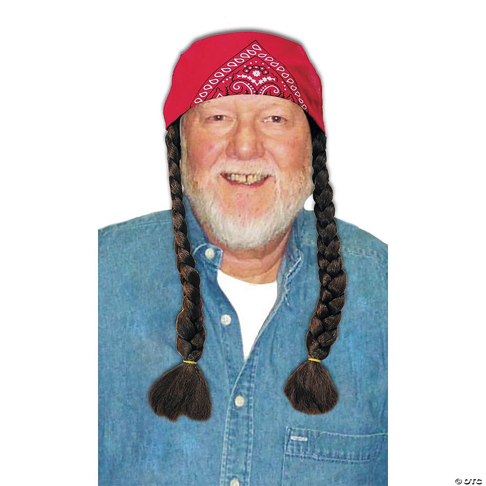 OLD HIPPIE WILLIE BROWN BRAIDS BANDANA WIG WESTERN COSTUME DRESS 13734